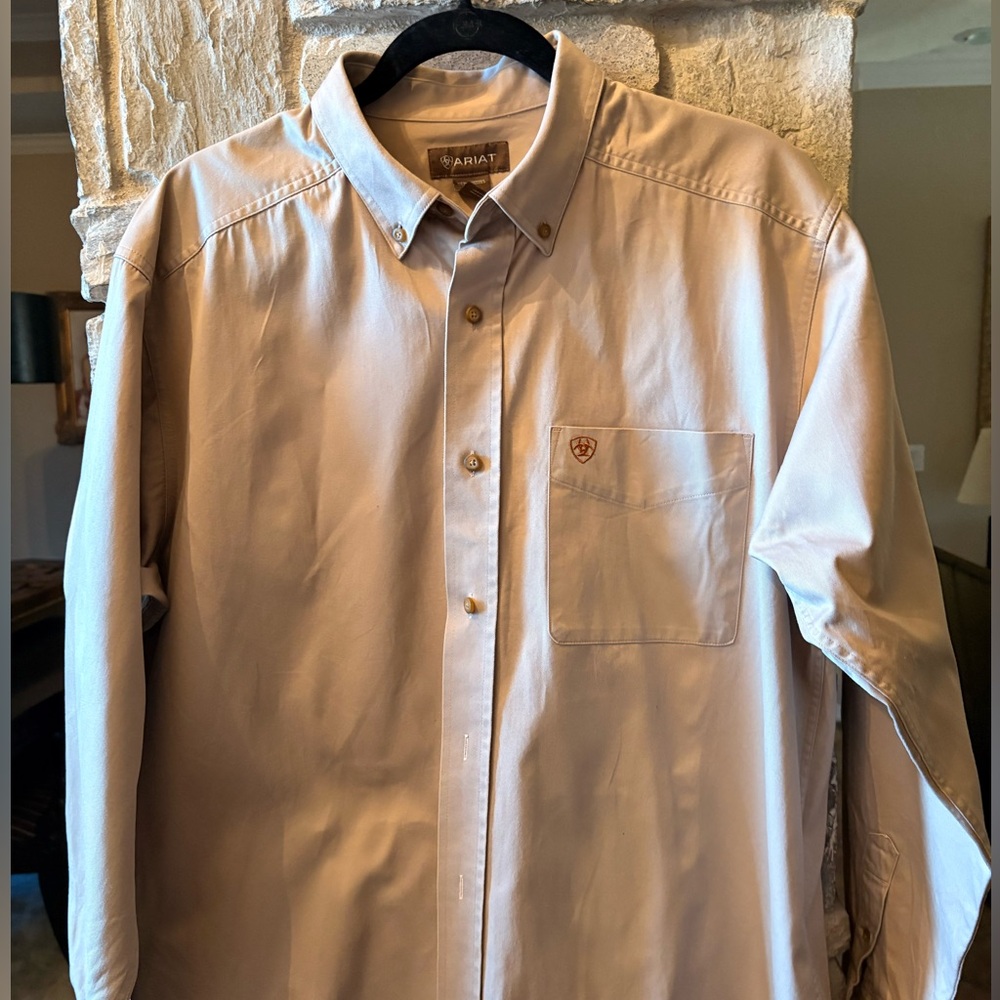 Ariat Men's Button Down Tan Shirt